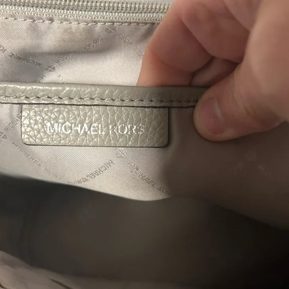 MICHAEL KORS Abbey Medium Grey Studded Pebbled Leather Backpack - Picture 12 of 16